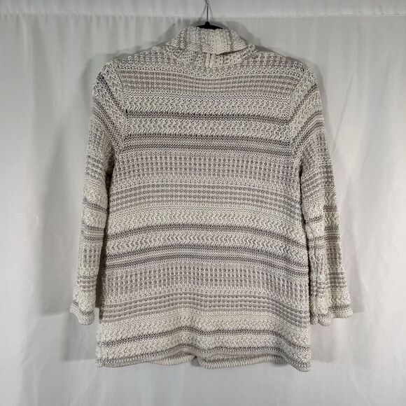 Coldwater Creek Cardigan Women's Medium White Knit Single Button Long Sleeve Cot - Picture 7 of 9